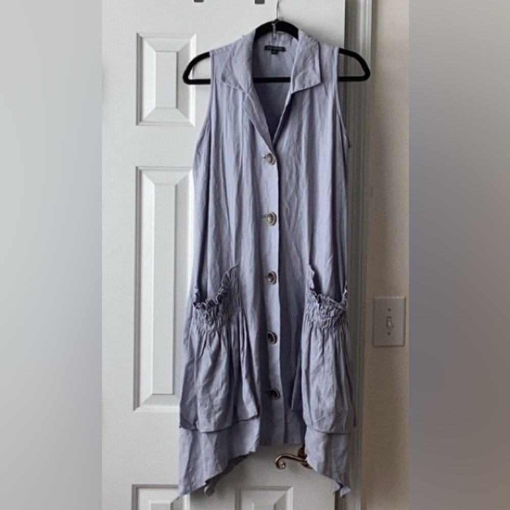 For Cynthia linen blend lightweight dress coastal casual cottagecore S
